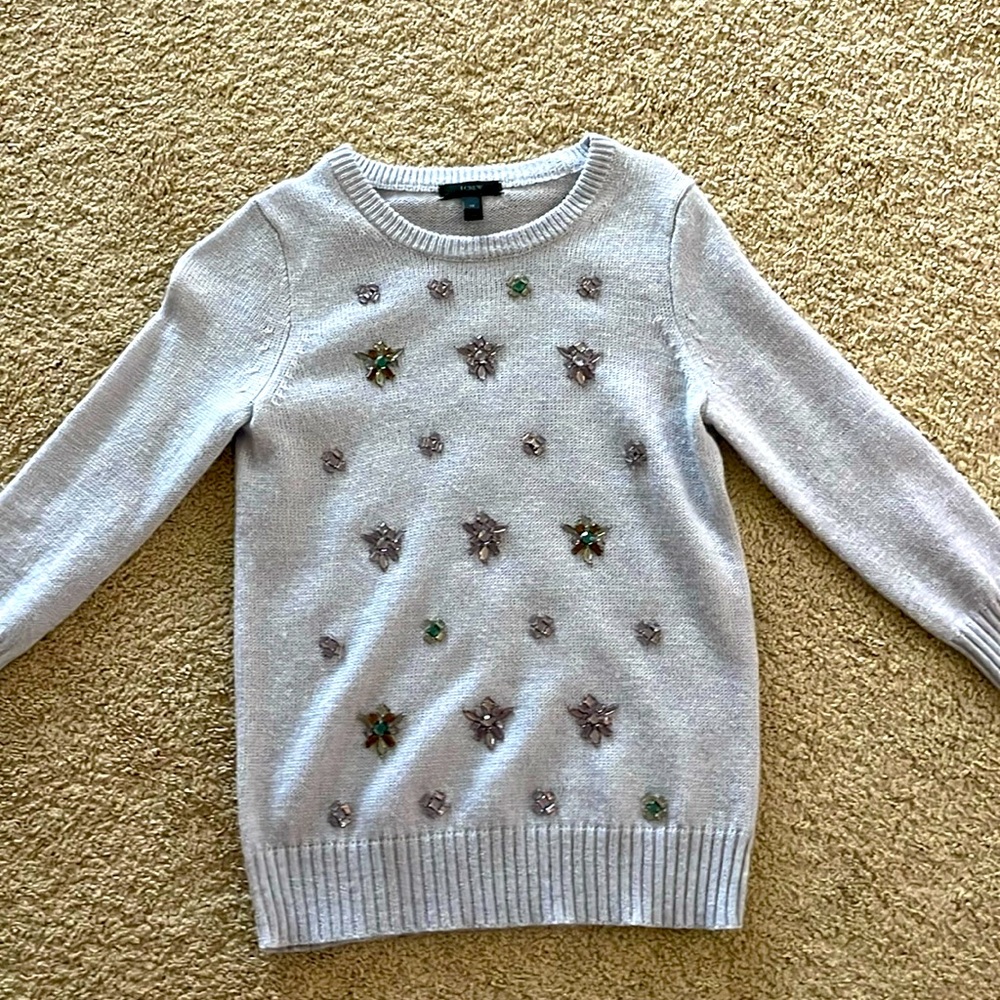 Light purple embellished J Crew sweater